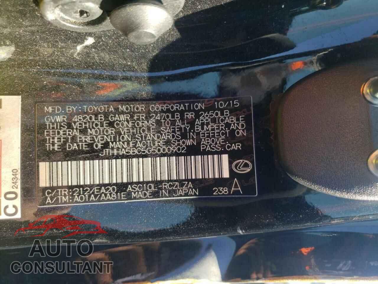 LEXUS RC 2016 - JTHHA5BC5G5000902