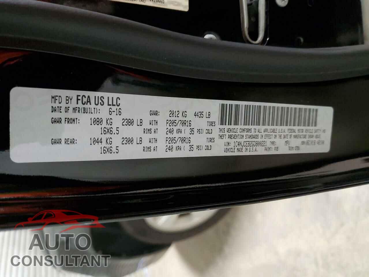 JEEP COMPASS 2016 - 1C4NJCEB2GD800221