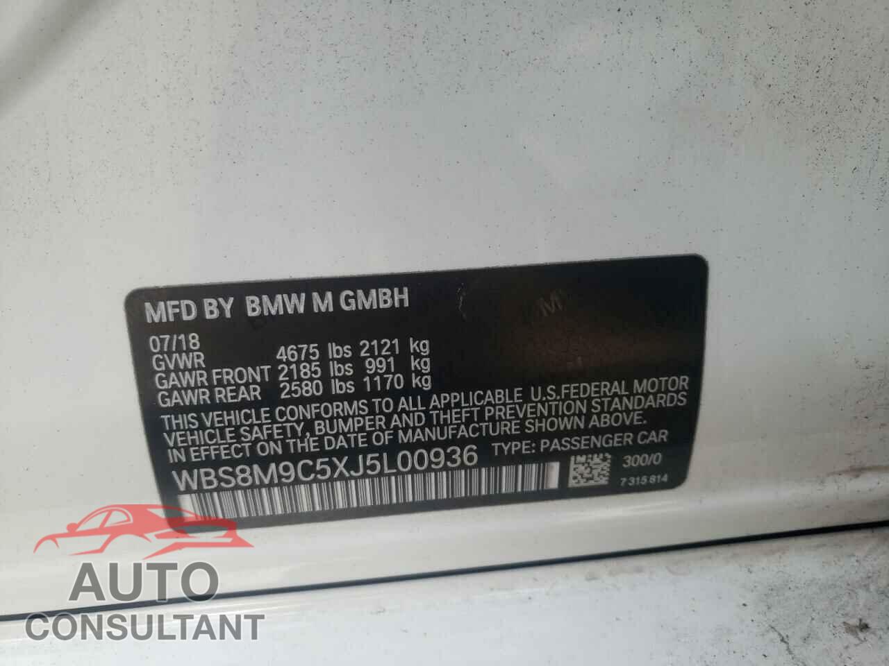 BMW M3 2018 - WBS8M9C5XJ5L00936