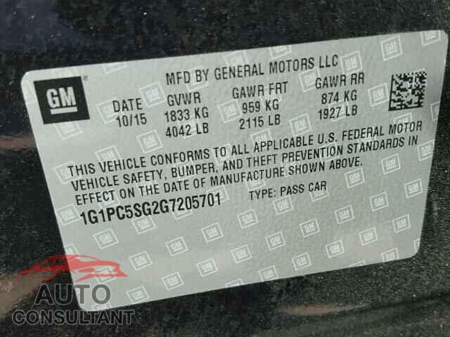 CHEVROLET CRUZE LIMI 2016 - 1G1PC5SG2G7205701
