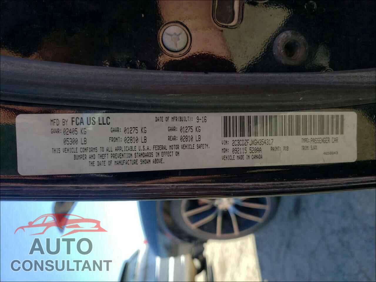 DODGE CHALLENGER 2016 - 2C3CDZFJXGH354317
