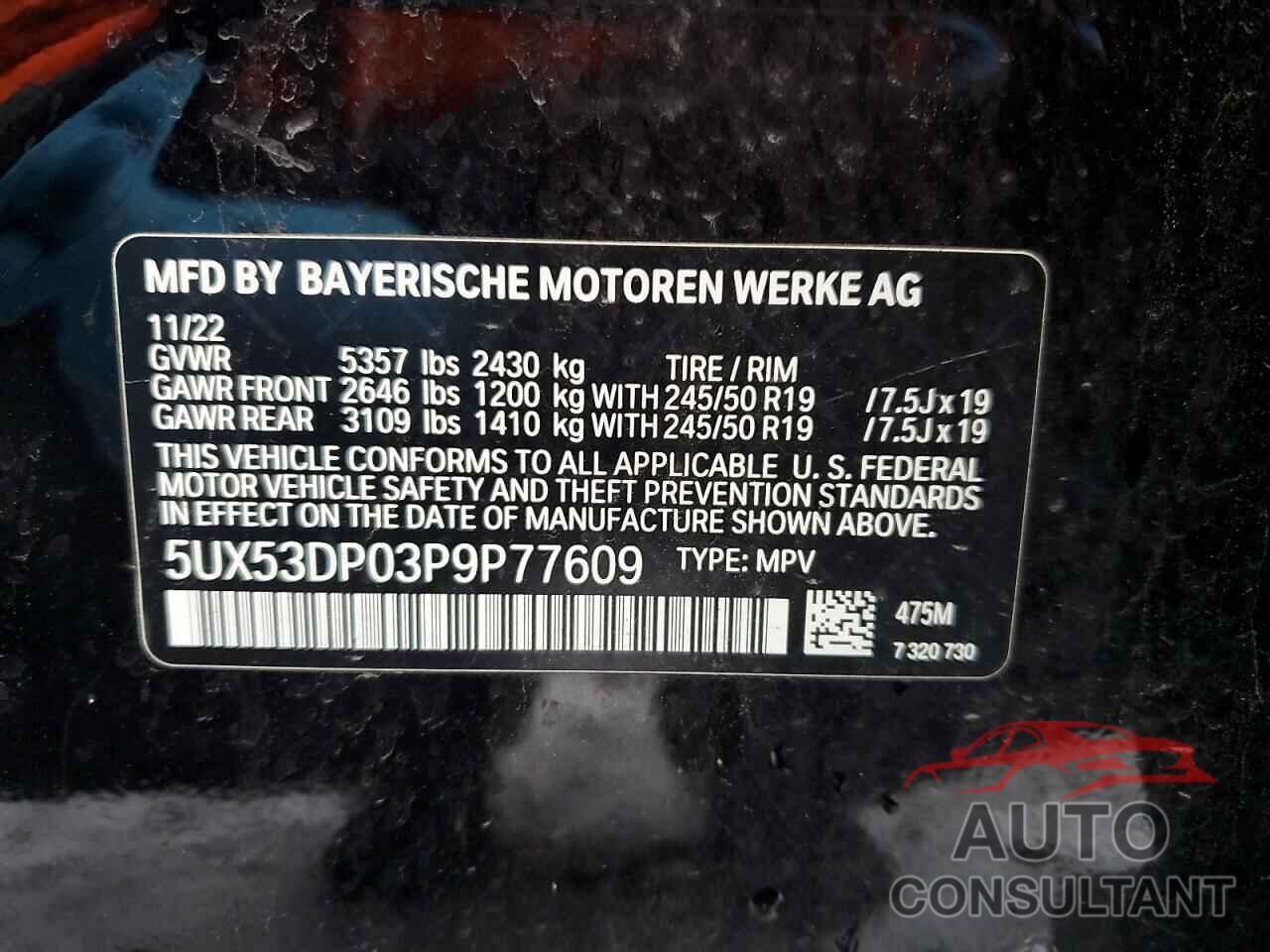 BMW X3 2023 - 5UX53DP03P9P77609