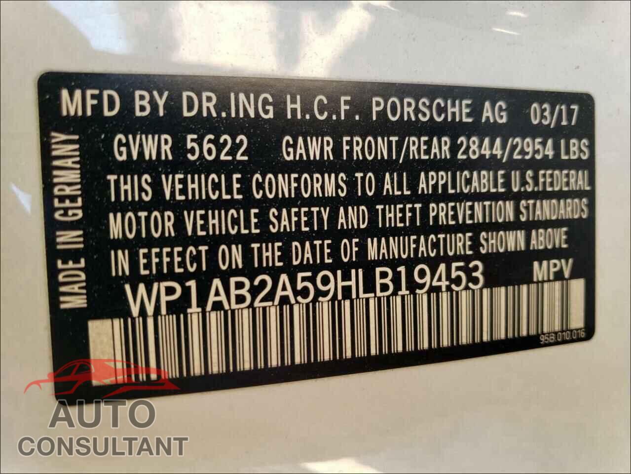 PORSCHE MACAN 2017 - WP1AB2A59HLB19453
