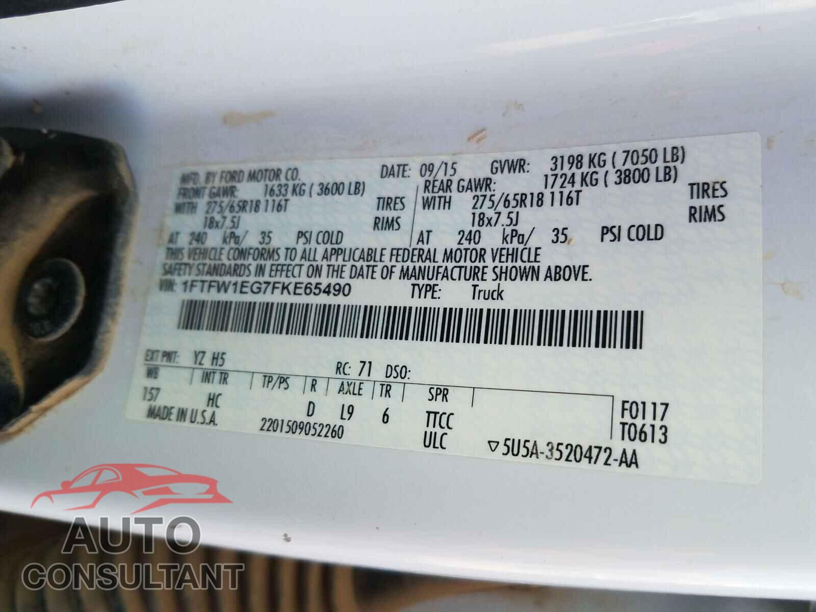 FORD F150 2015 - 3N1CN7AP6HL812357
