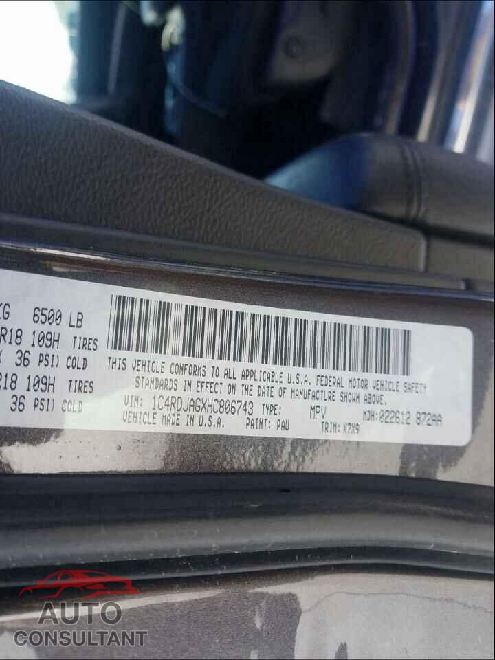 DODGE DURANGO 2017 - 1C4RDJAGXHC806743