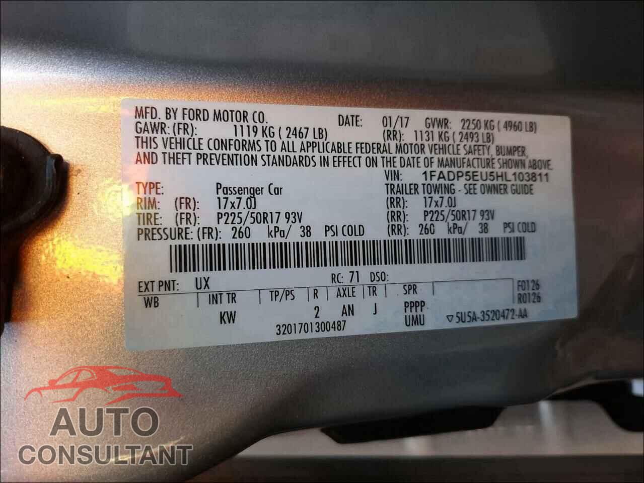 FORD CMAX 2017 - 1FADP5EU5HL103811