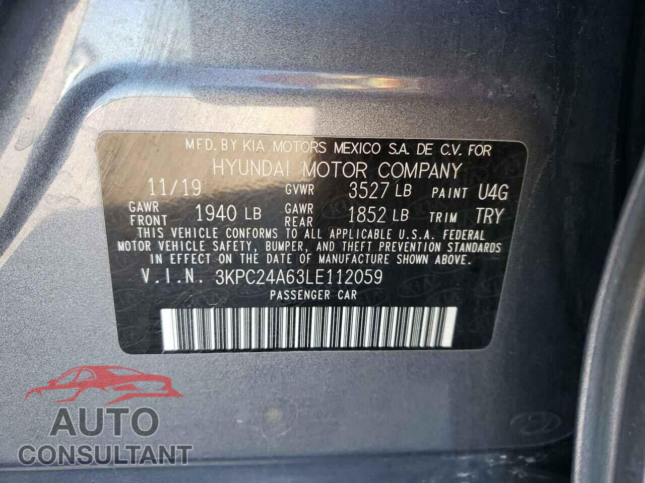HYUNDAI ACCENT 2020 - 3KPC24A63LE112059