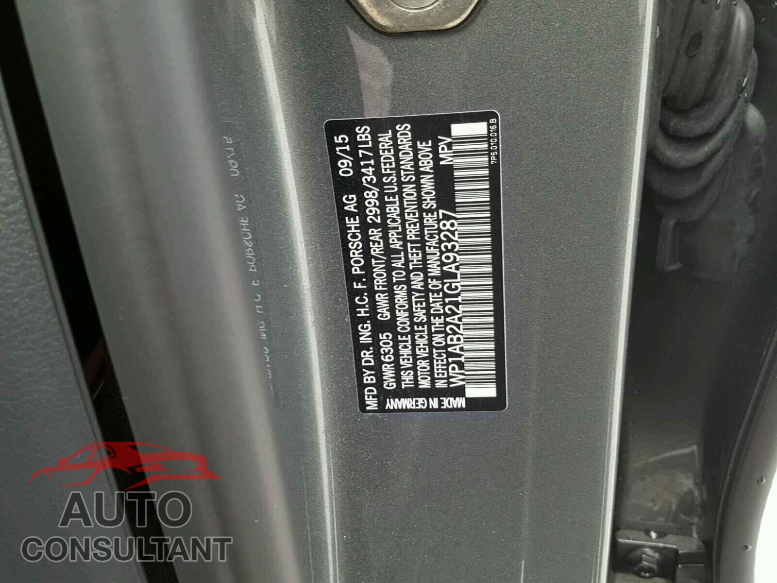 PORSCHE CAYENNE 2016 - WP1AB2A21GLA93287