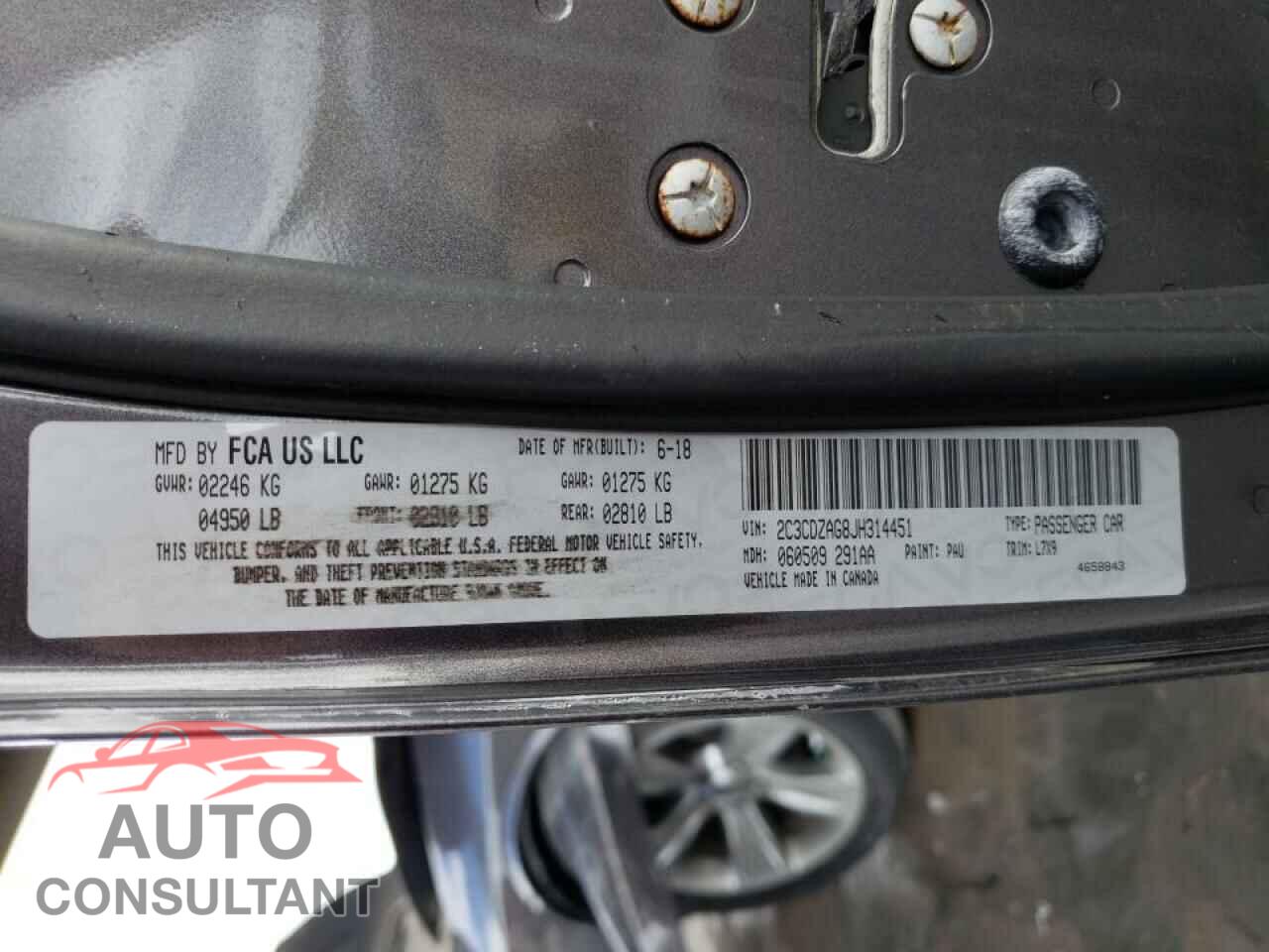 DODGE CHALLENGER 2018 - 2C3CDZAG8JH314451