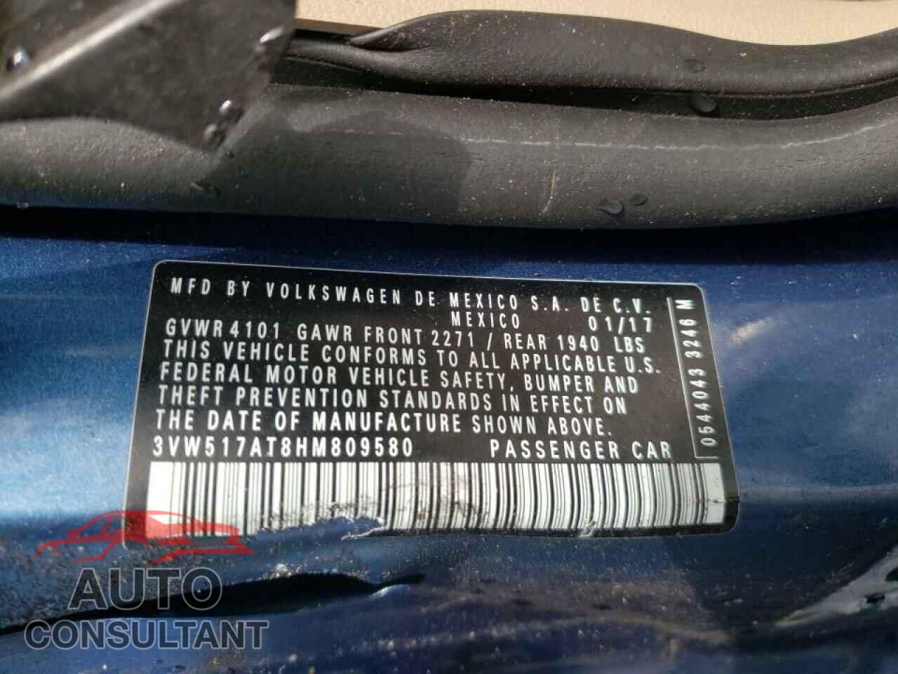 VOLKSWAGEN BEETLE 2017 - 3VW517AT8HM809580