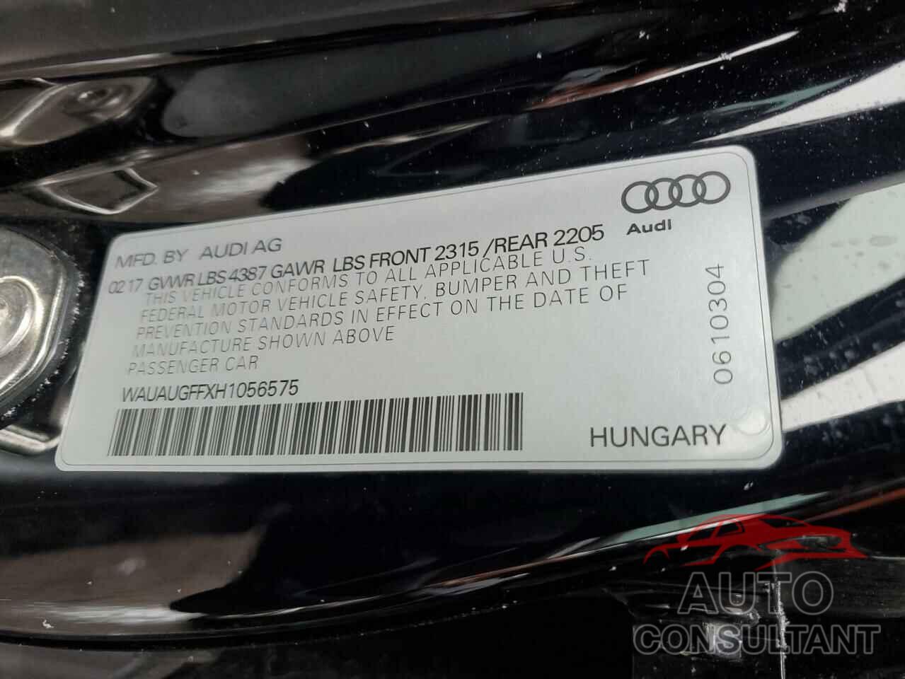 AUDI A3 2017 - WAUAUGFFXH1056575