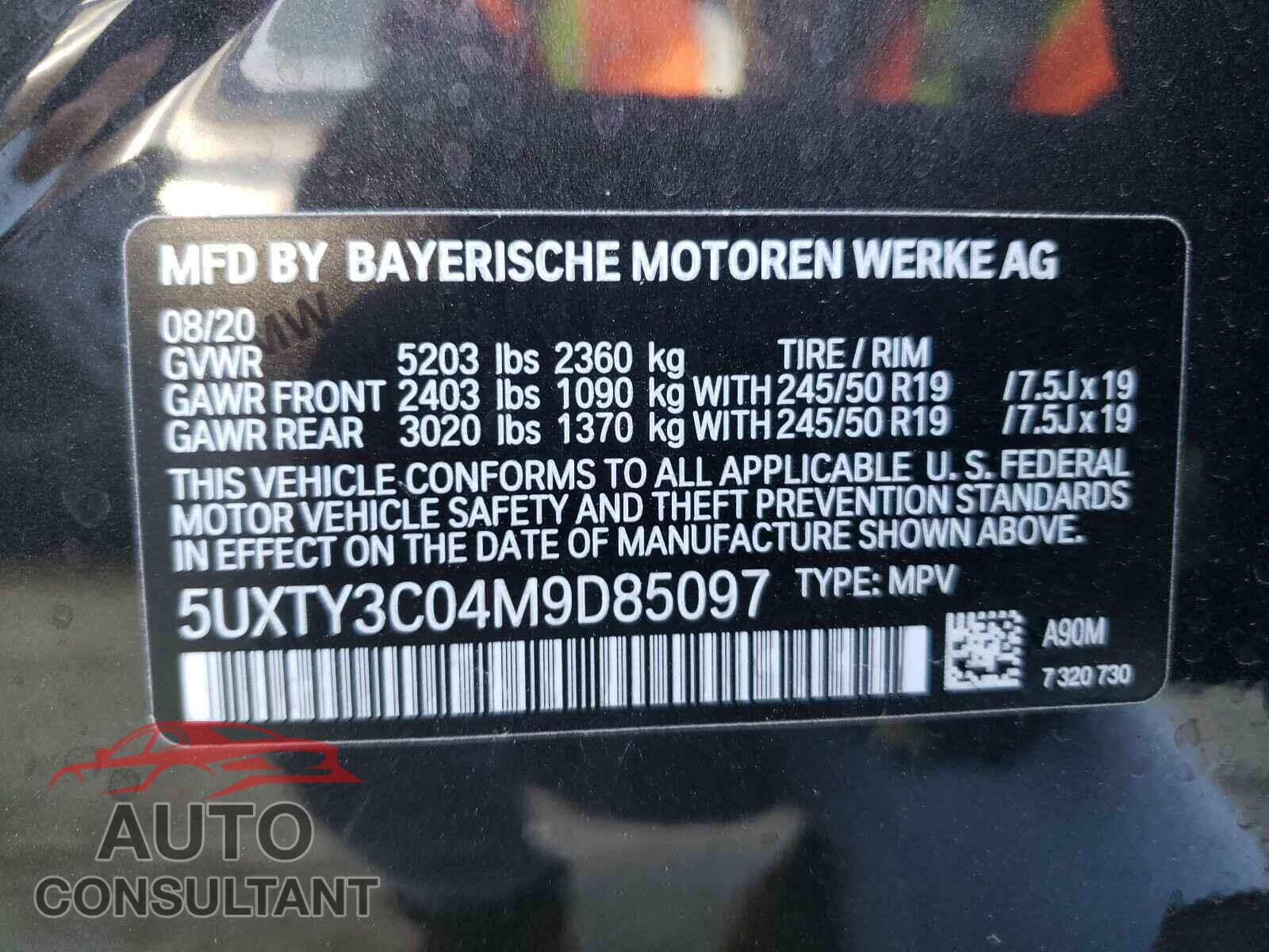 BMW X3 2021 - 5UXTY3C04M9D85097