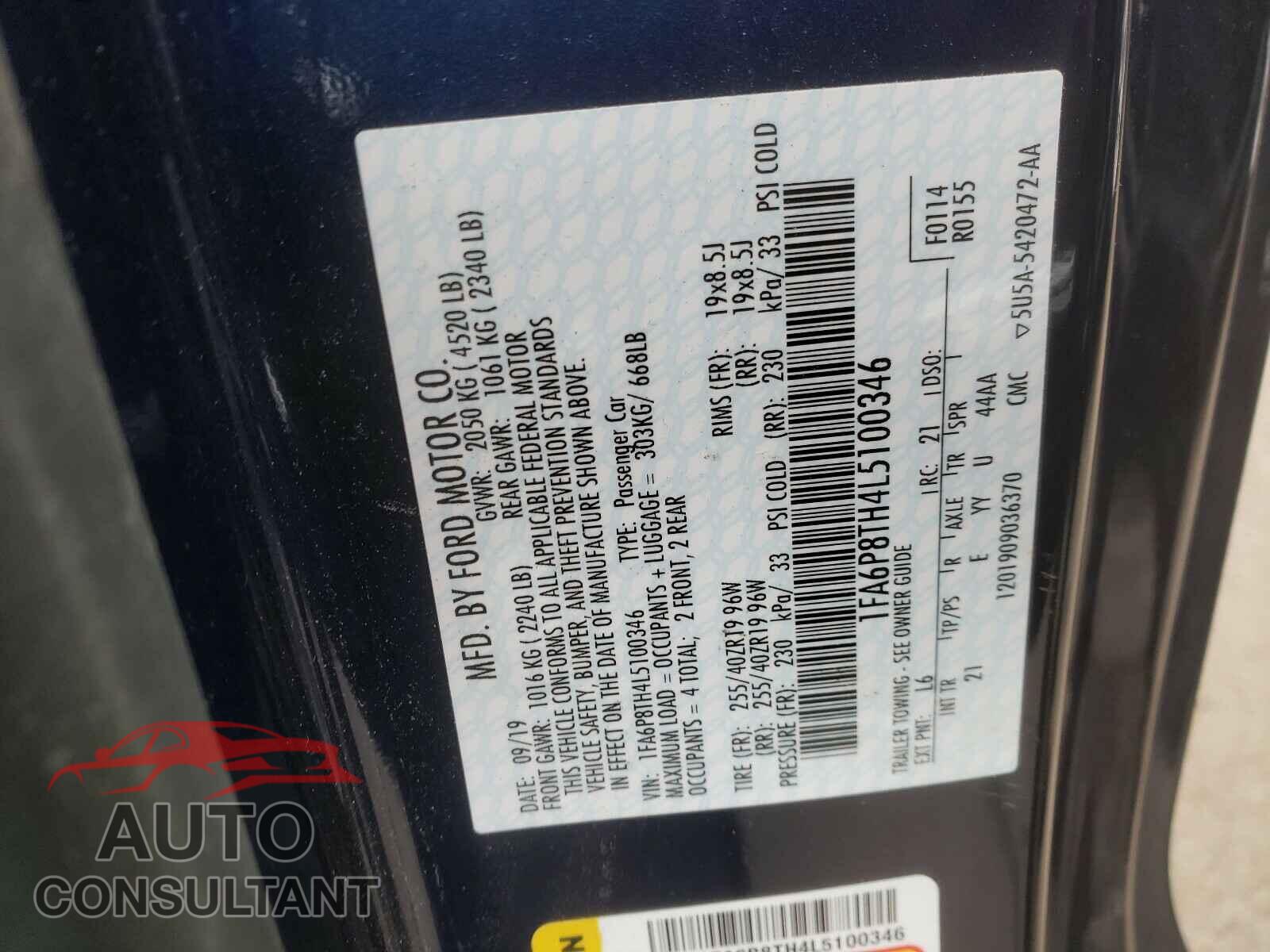 FORD MUSTANG 2020 - 1FA6P8TH4L5100346