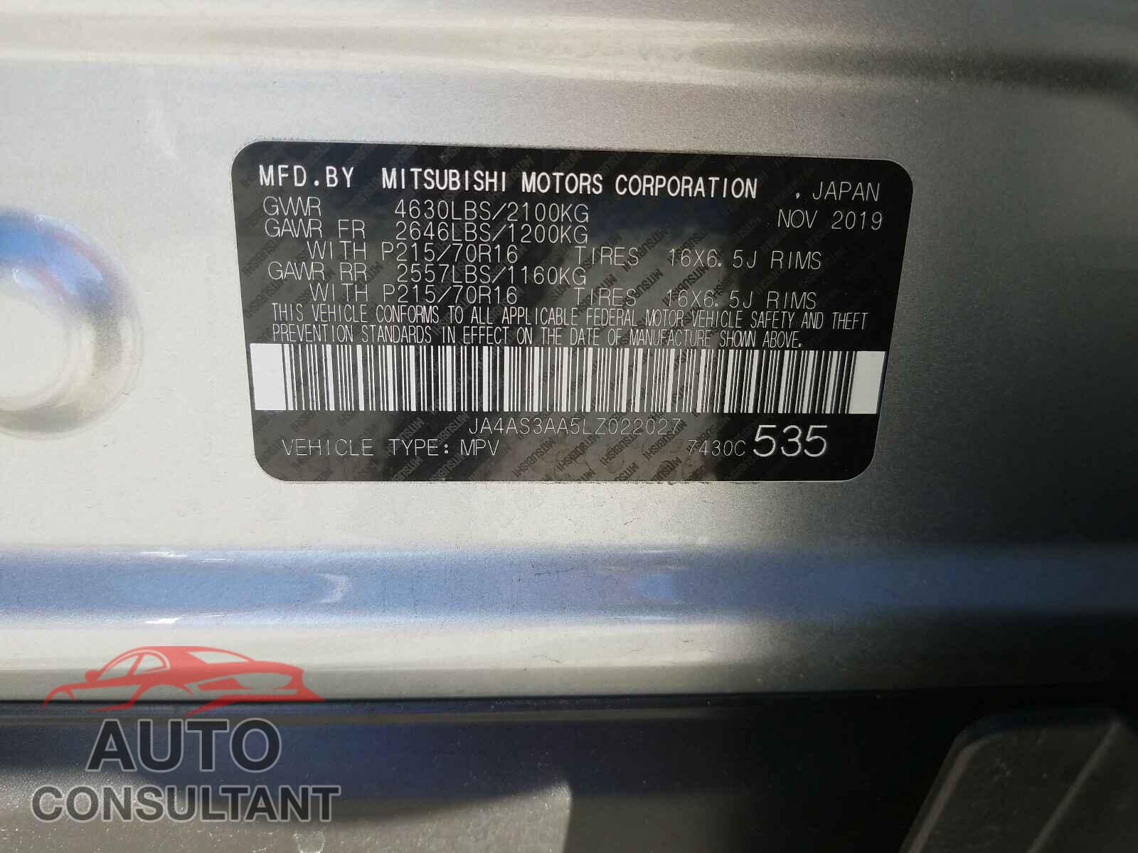 MITSUBISHI ECLIPSE 2020 - JA4AS3AA5LZ022027