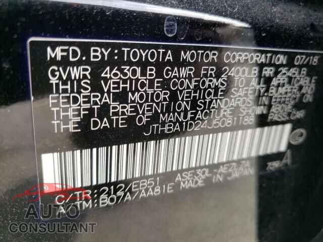 LEXUS IS 2018 - JTHBA1D24J5081188