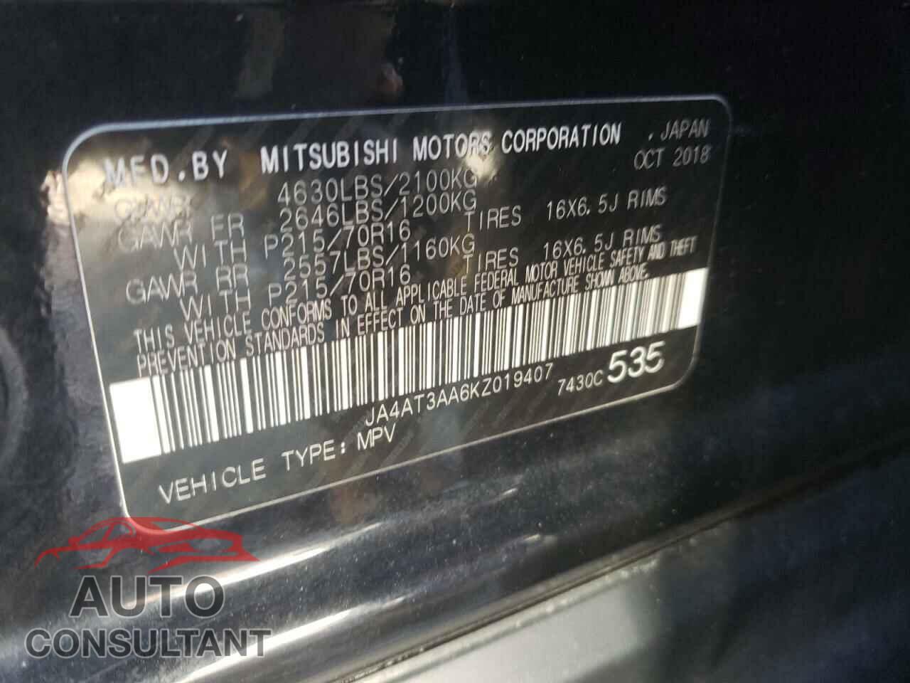MITSUBISHI ECLIPSE 2019 - JA4AT3AA6KZ019407