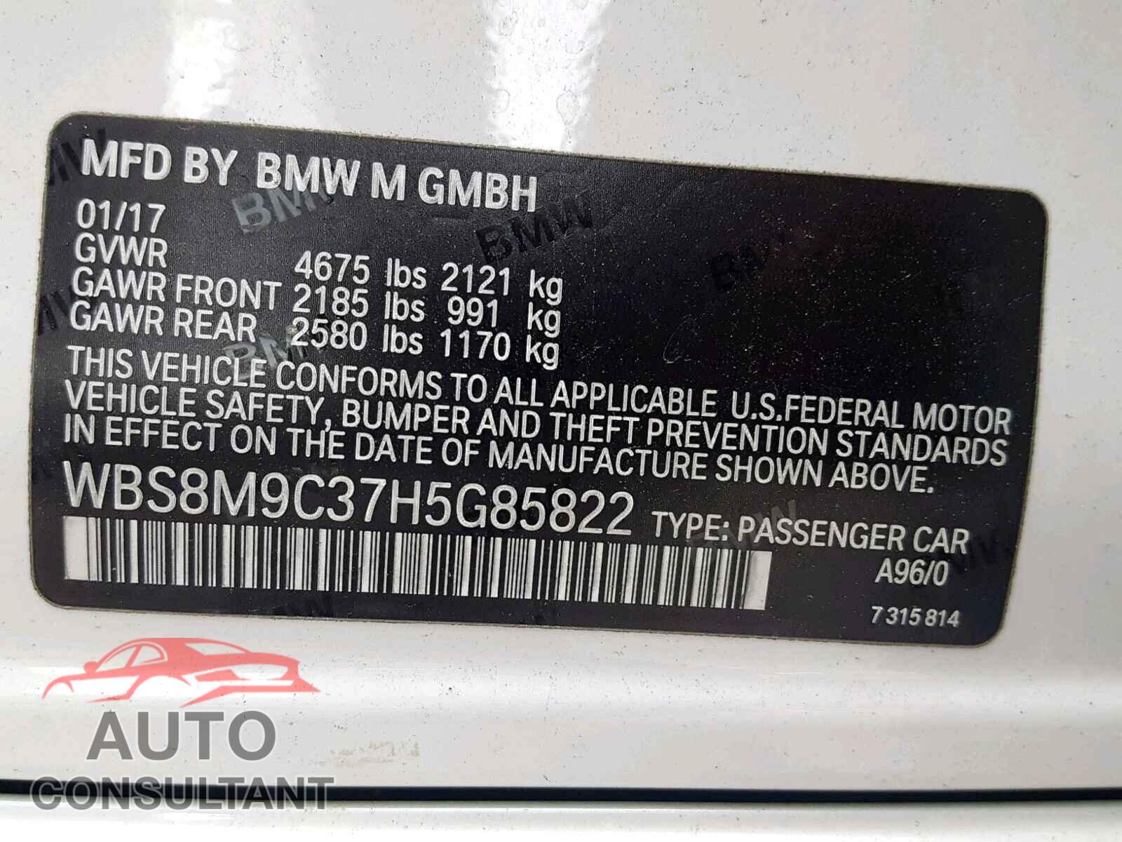 BMW M3 2017 - WBS8M9C37H5G85822