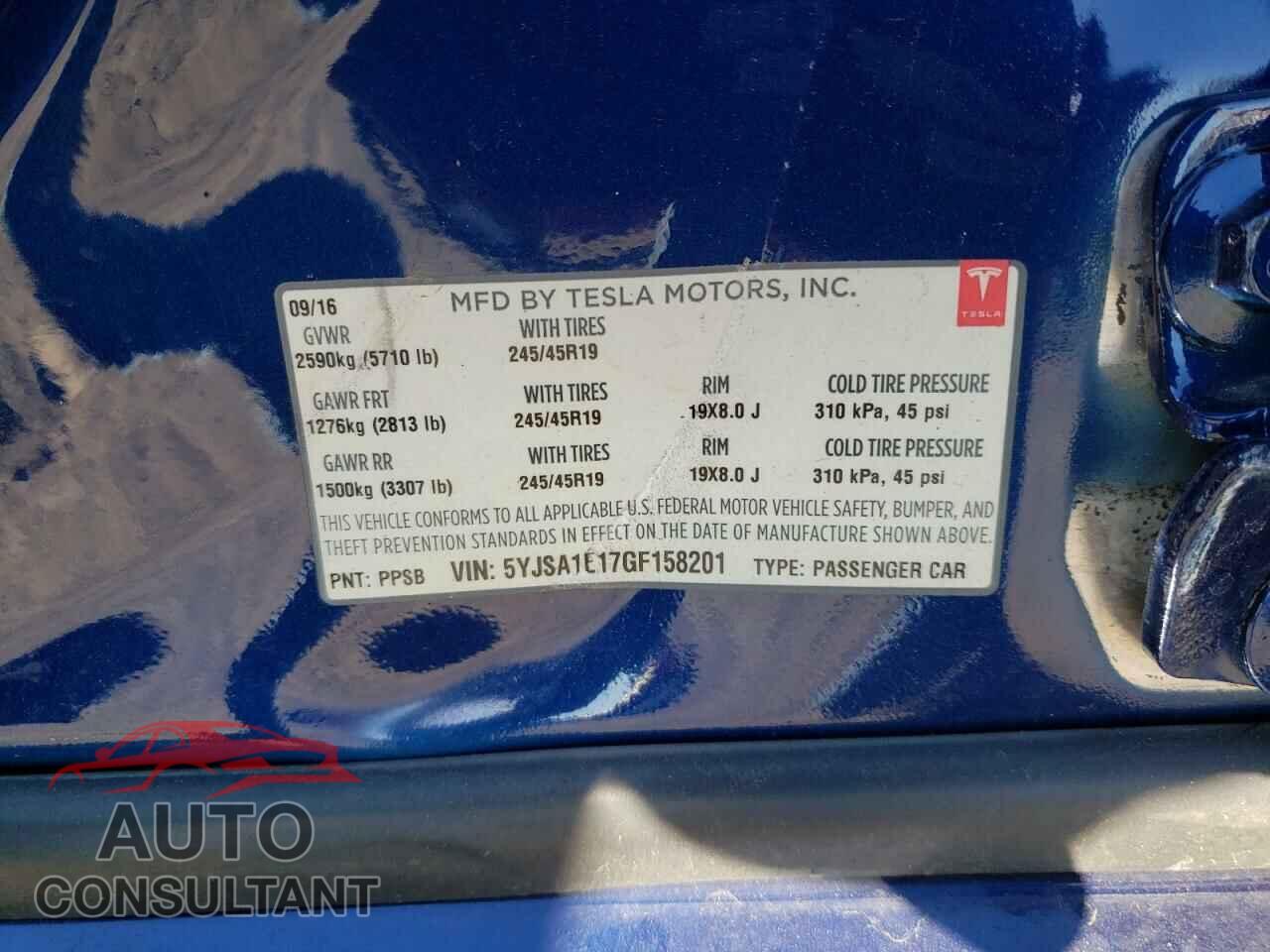TESLA MODEL S 2016 - 5YJSA1E17GF158201