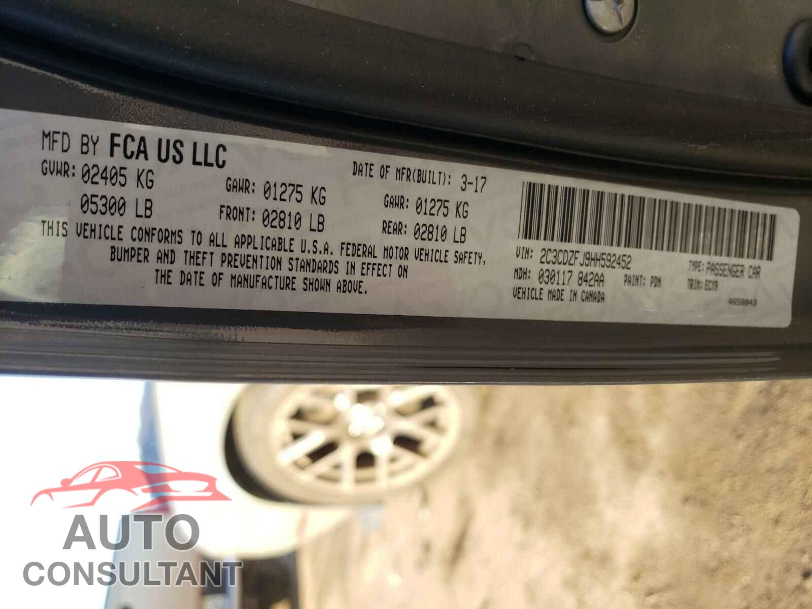 DODGE CHALLENGER 2017 - 2C3CDZFJ9HH592452