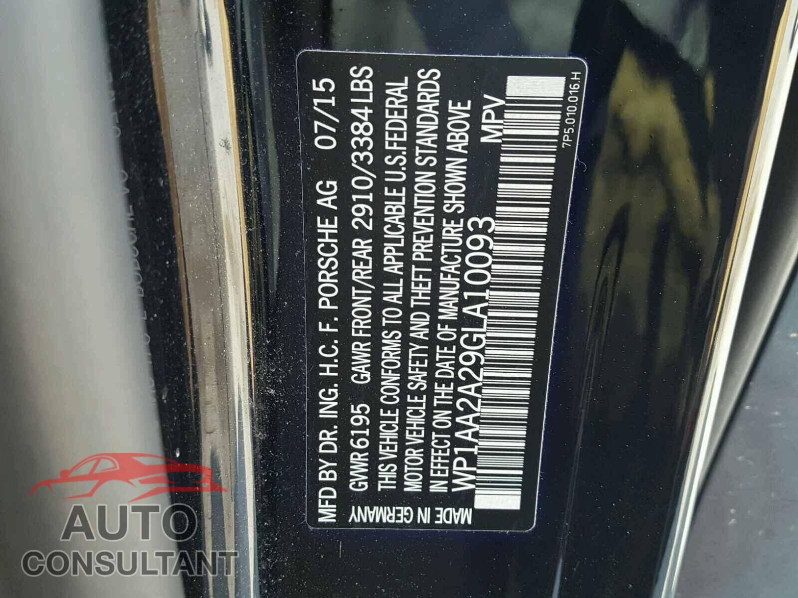 PORSCHE CAYENNE 2016 - WP1AA2A29GLA10093