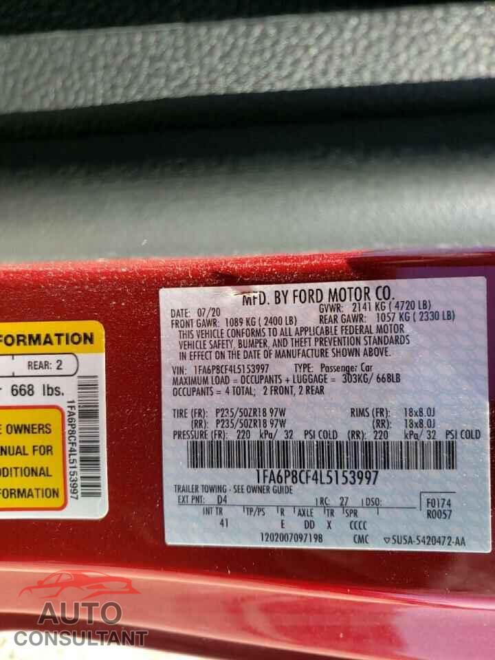 FORD MUSTANG 2020 - 00MS23AD2KH027340