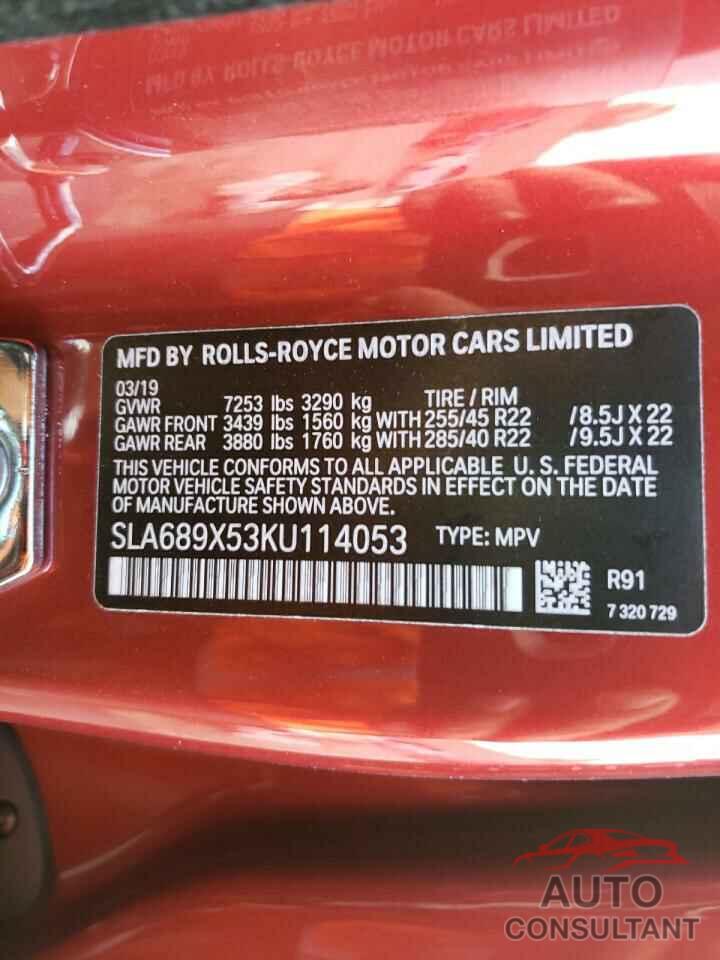ROLLS-ROYCE CULLINAN 2019 - SLA689X53KU114053
