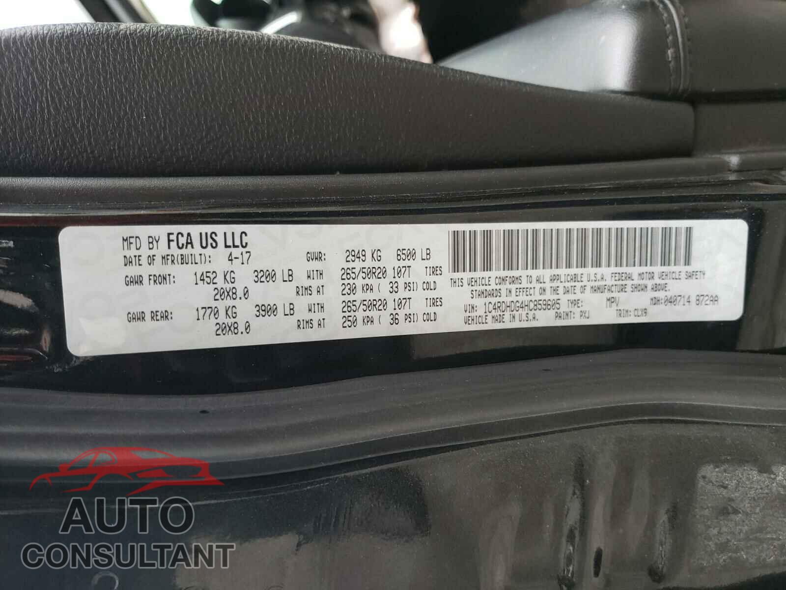 DODGE DURANGO 2017 - 1C4RDHDG4HC859605