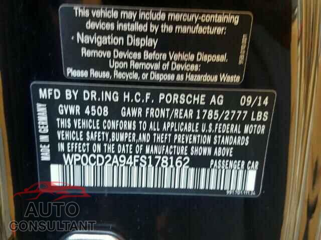 PORSCHE 911 2015 - WP0CD2A94FS178162