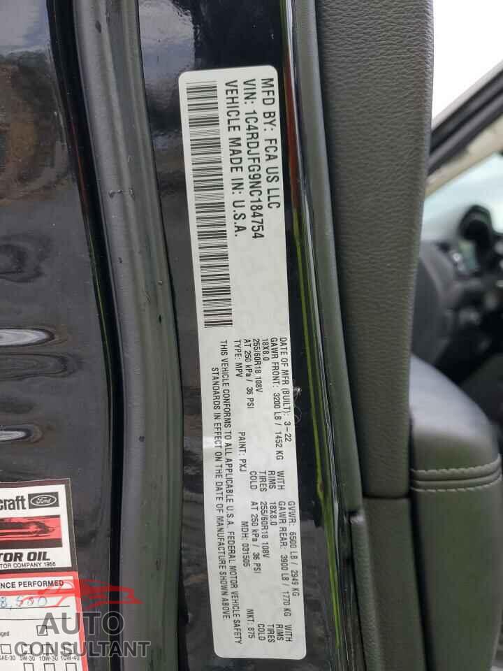 DODGE DURANGO 2022 - 1C4RDJFG9NC184754