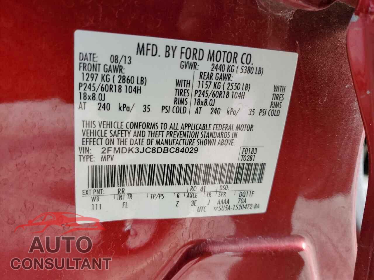 FORD EDGE 2013 - 2FMDK3JC8DBC84029