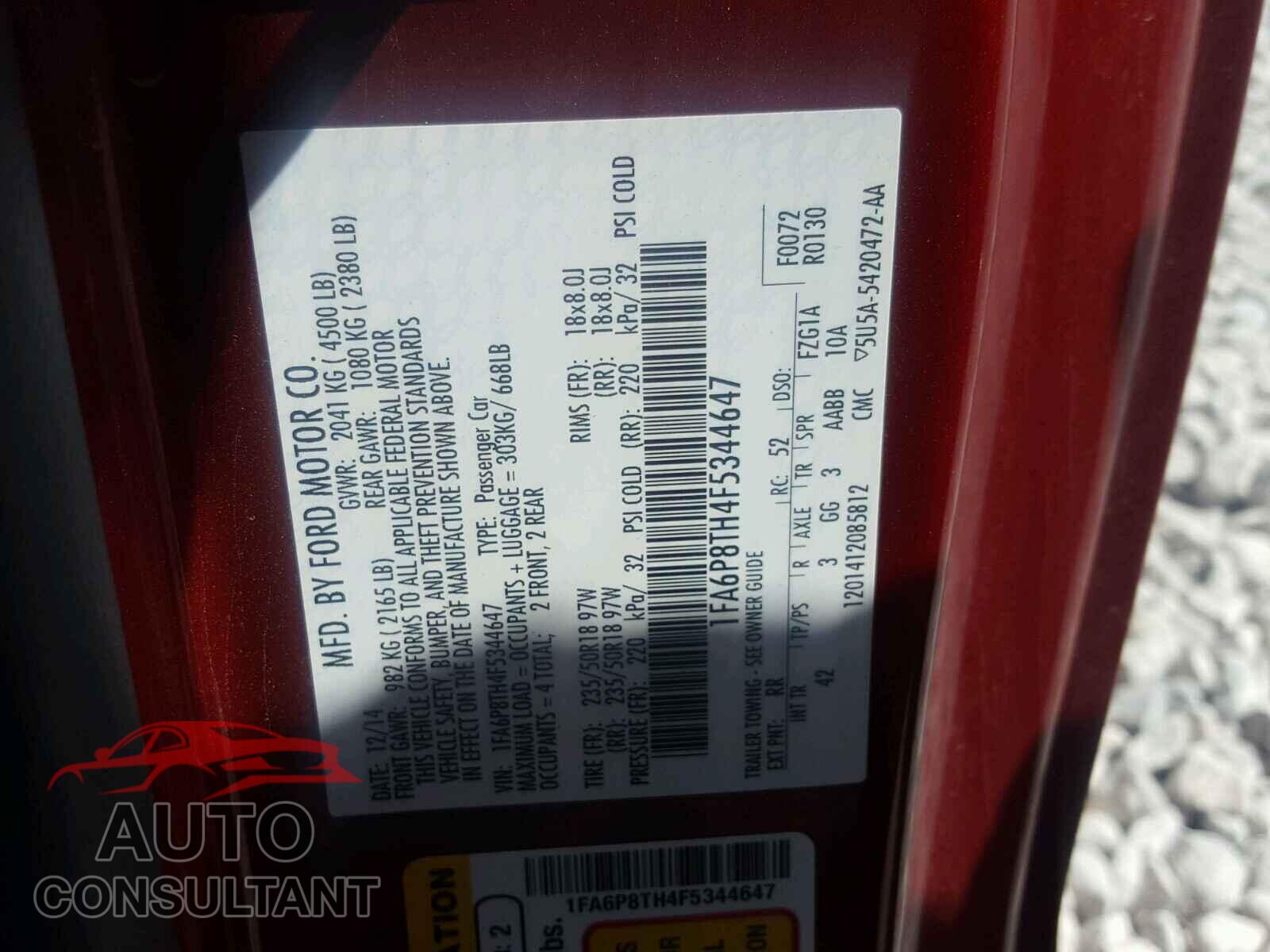 FORD MUSTANG 2015 - 1FA6P8TH4F5344647