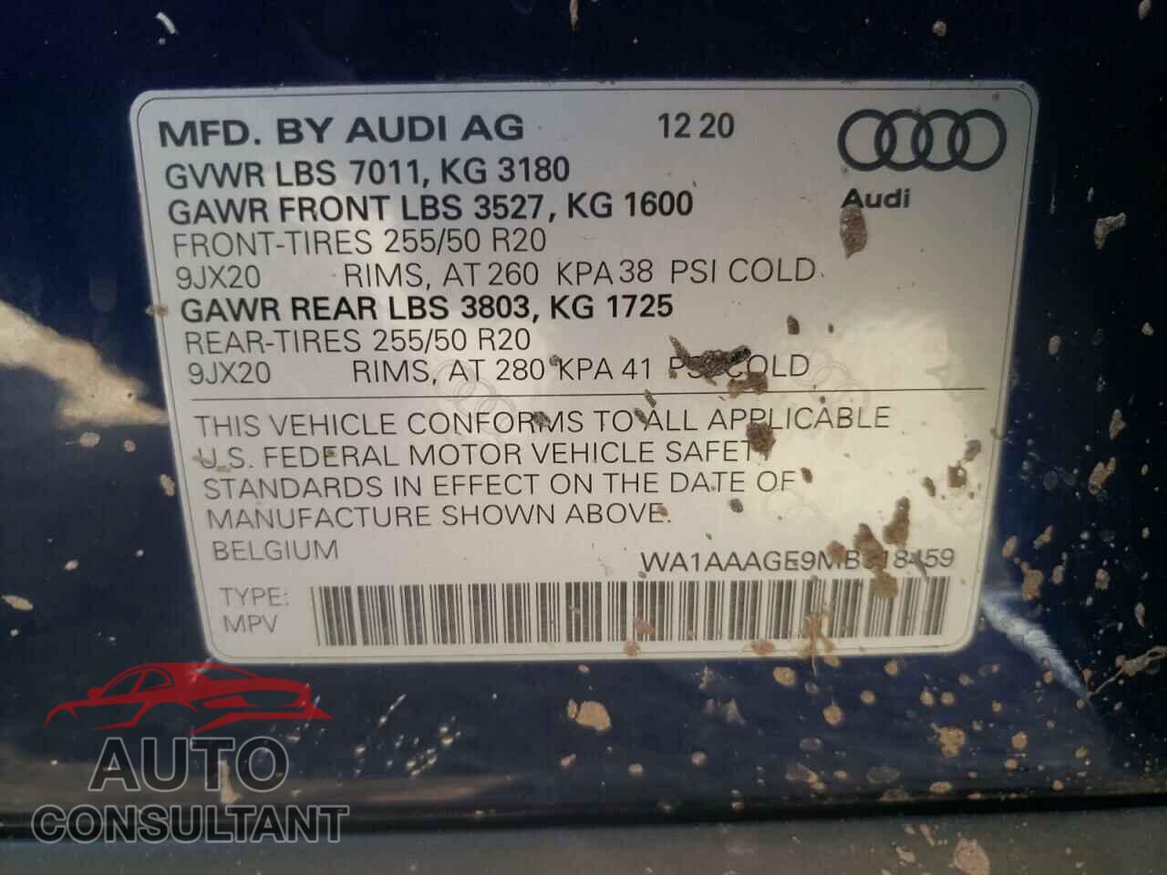 AUDI E-TRON 2021 - WA1AAAGE9MB018459