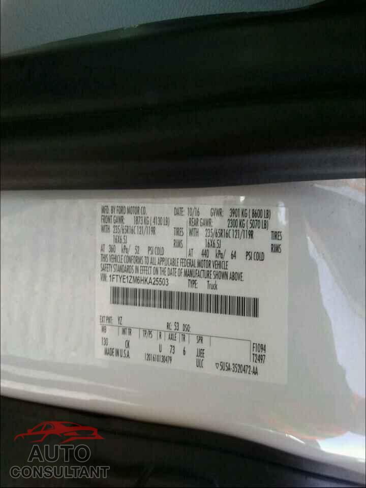 FORD TRANSIT CO 2017 - 1FTYE1ZM6HKA25503