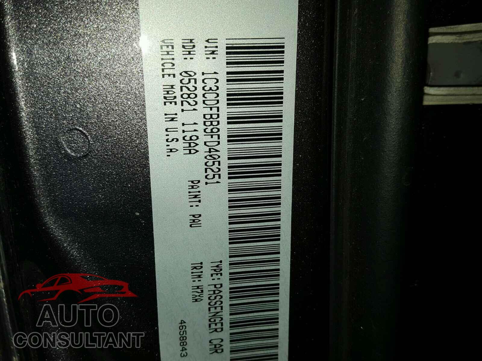 DODGE DART 2015 - 1C3CDFBB9FD405251