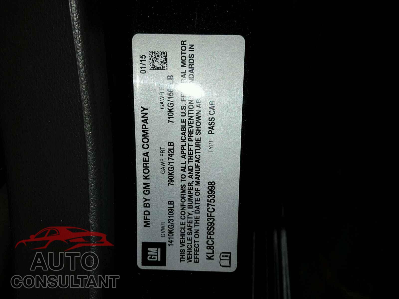 CHEVROLET SPARK 2015 - KL8CF6S93FC753998