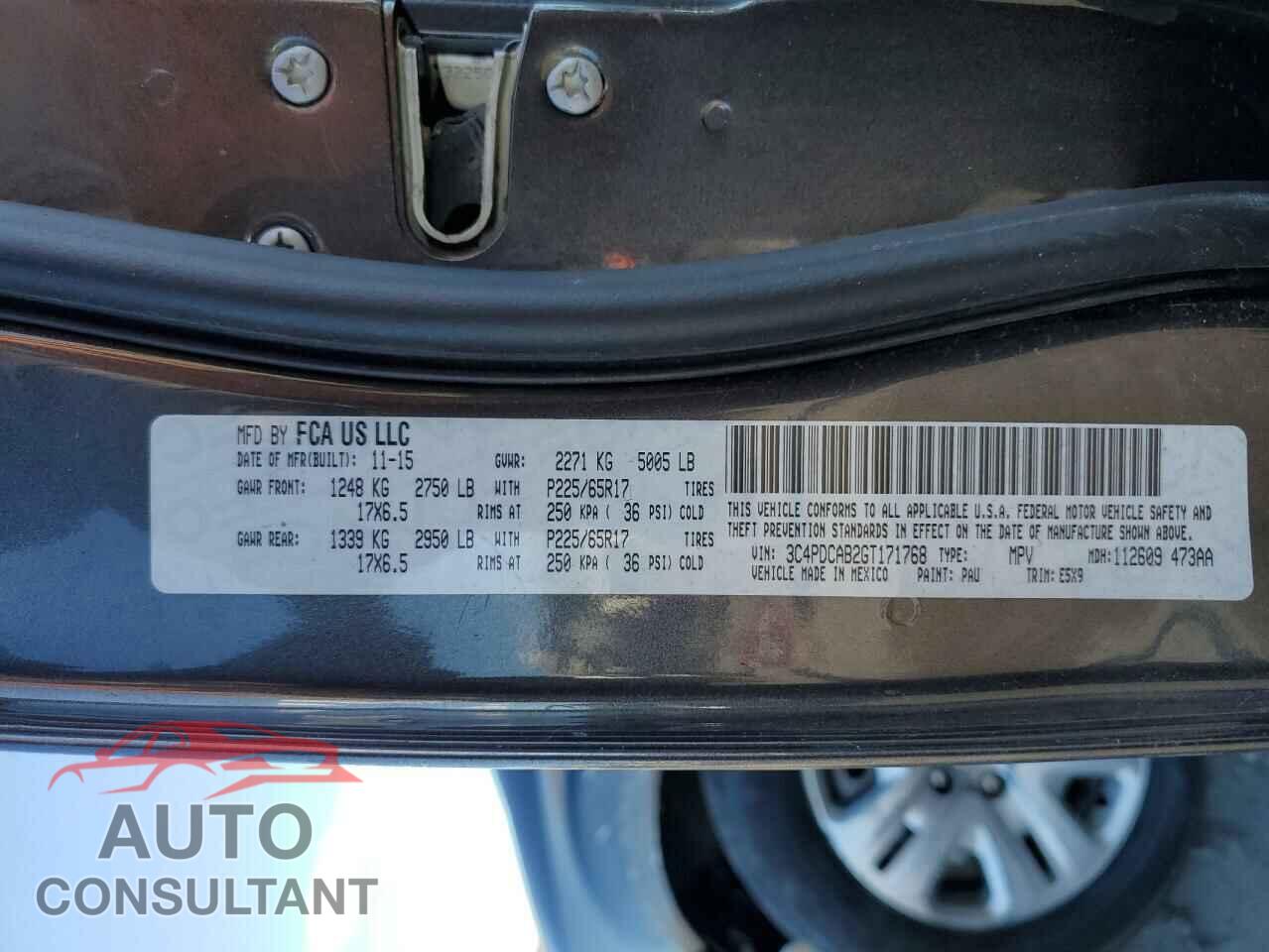 DODGE JOURNEY 2016 - 3C4PDCAB2GT171768