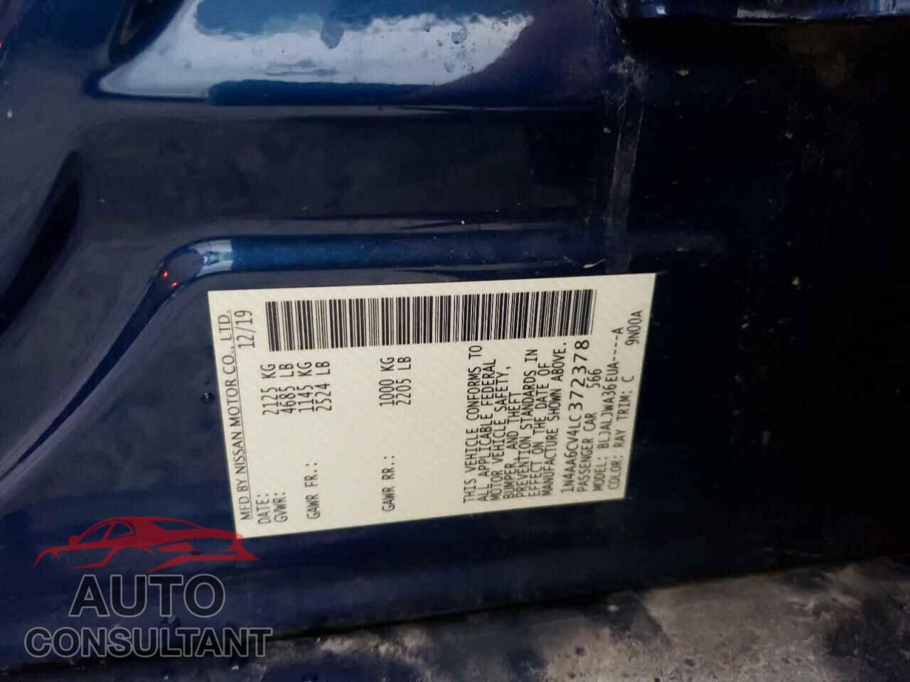 NISSAN MAXIMA 2020 - 1N4AA6CV4LC372378