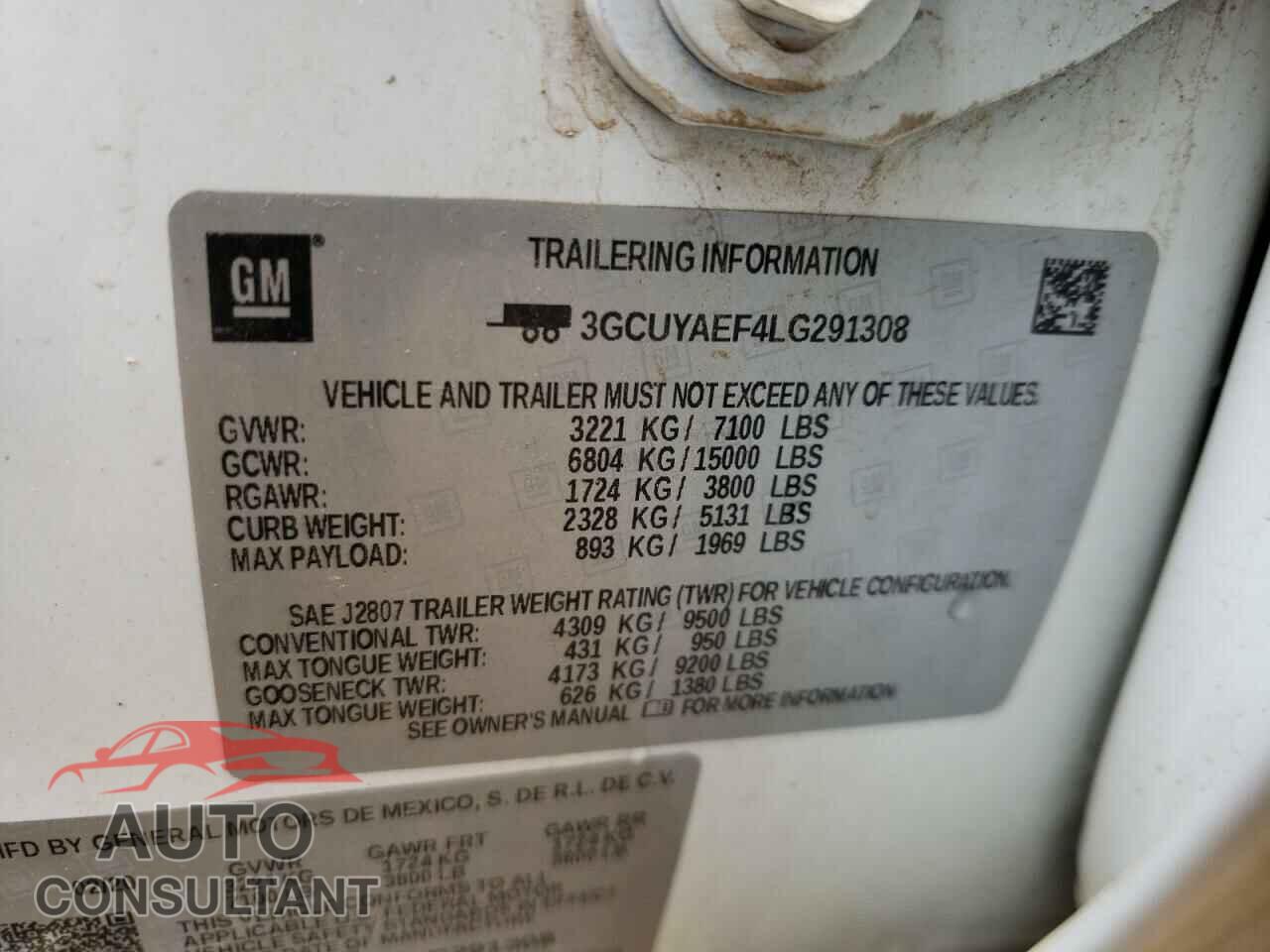 CHEVROLET SILVERADO 2020 - 3GCUYAEF4LG291308