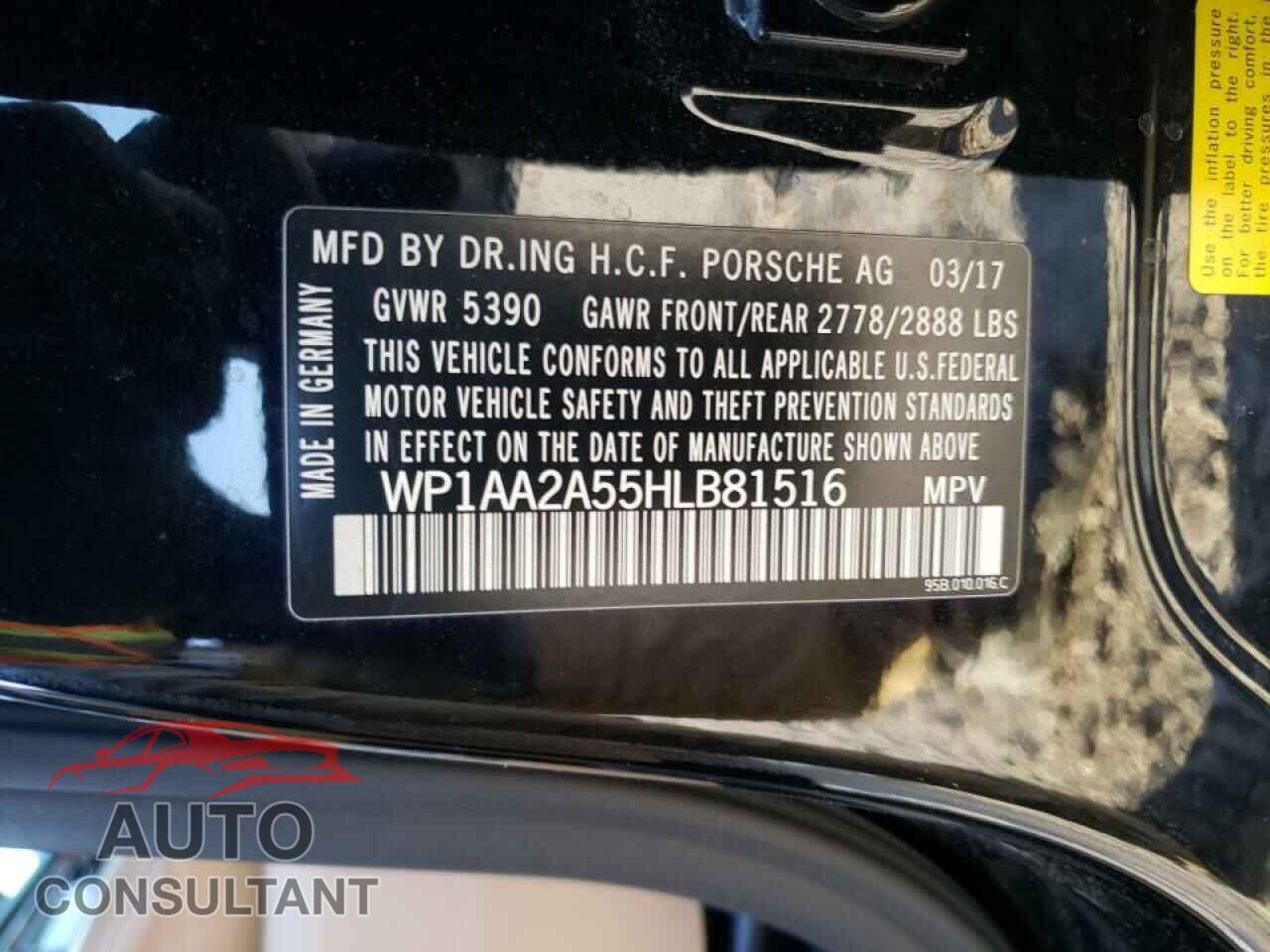 PORSCHE MACAN 2017 - WP1AA2A55HLB81516