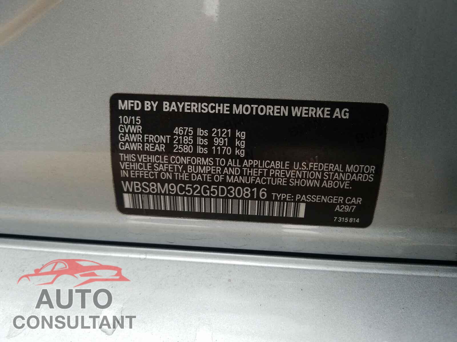 BMW M3 2016 - WBS8M9C52G5D30816