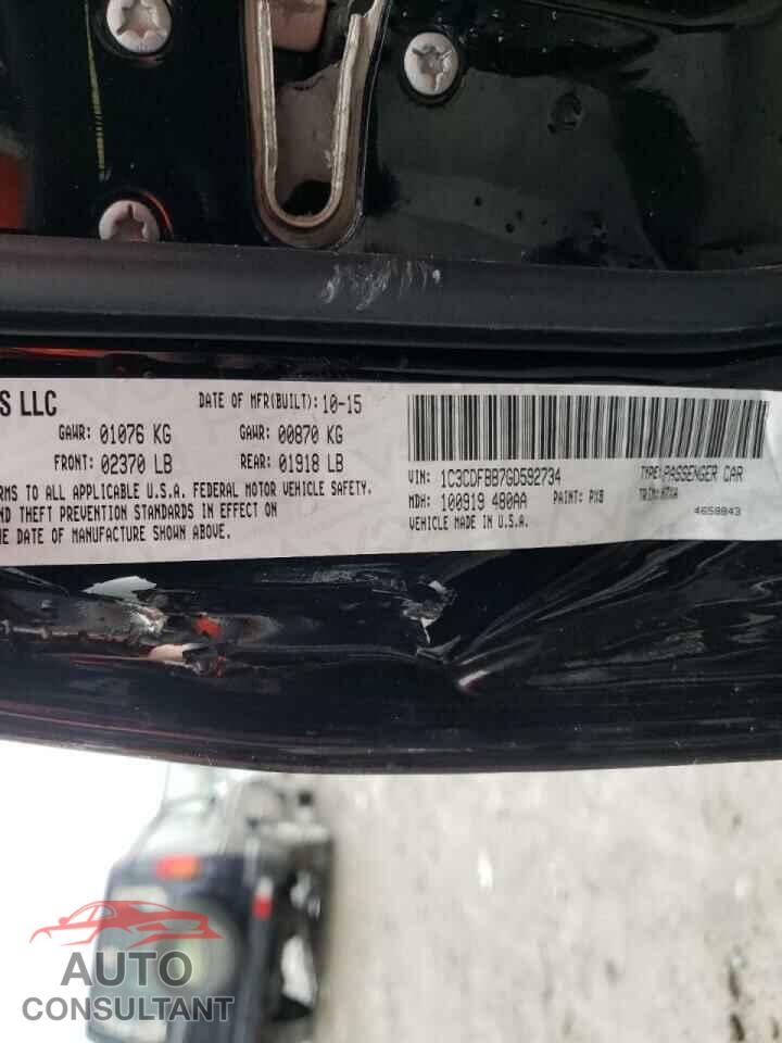 DODGE DART 2016 - 1C3CDFBB7GD592734