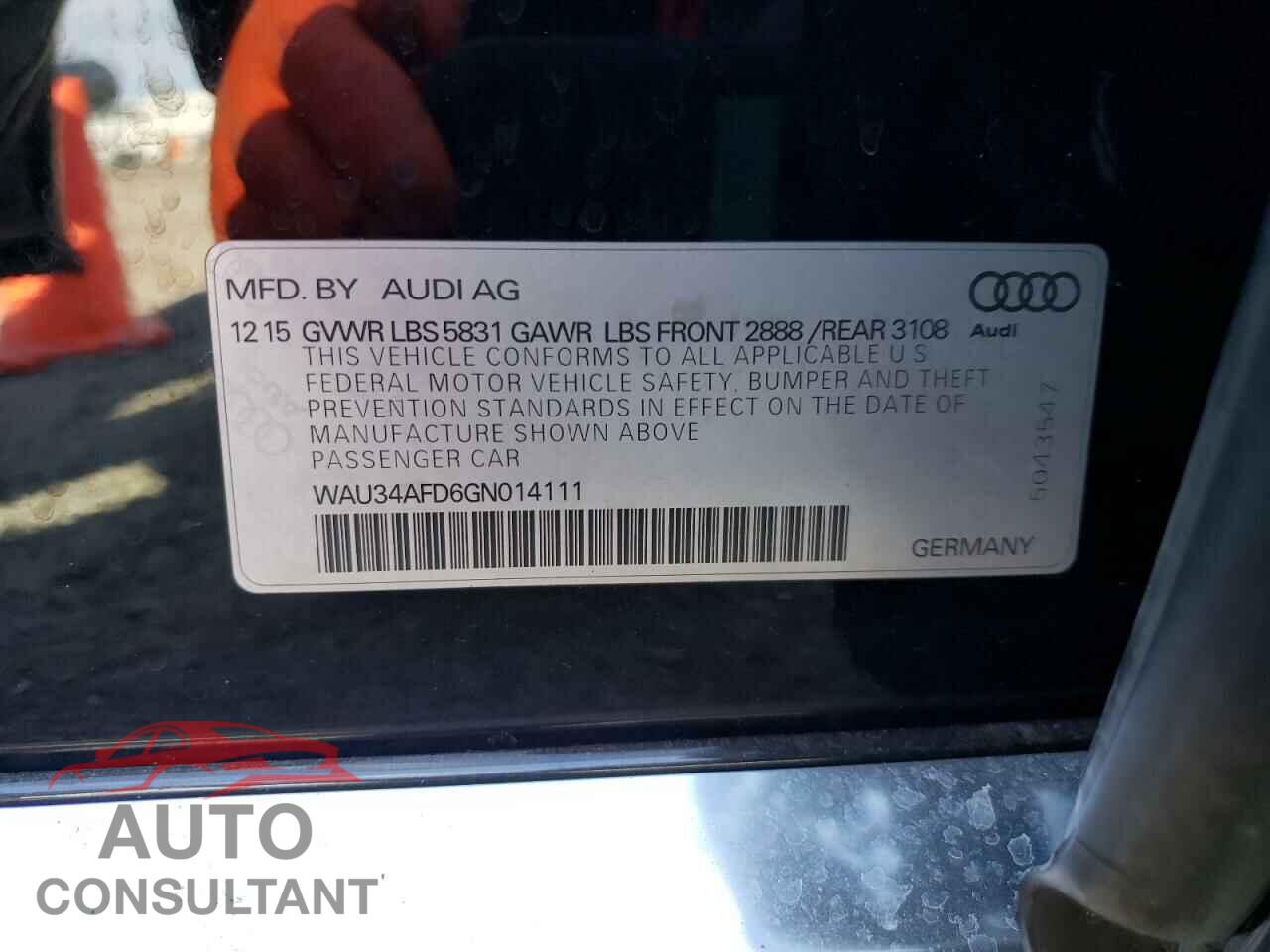 AUDI A8 2016 - WAU34AFD6GN014111