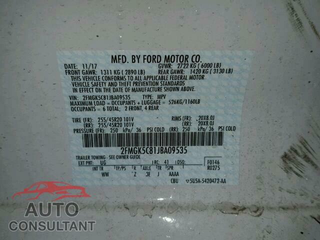 FORD FLEX 2018 - 2FMGK5C81JBA09535