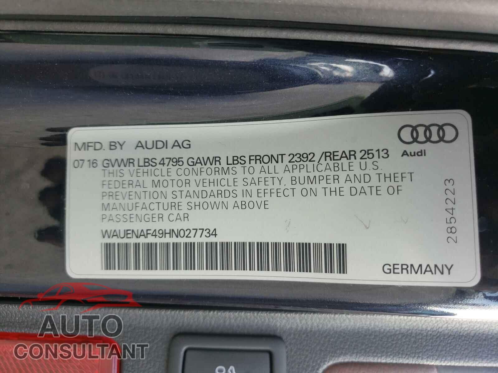 AUDI A4 2017 - WAUENAF49HN027734