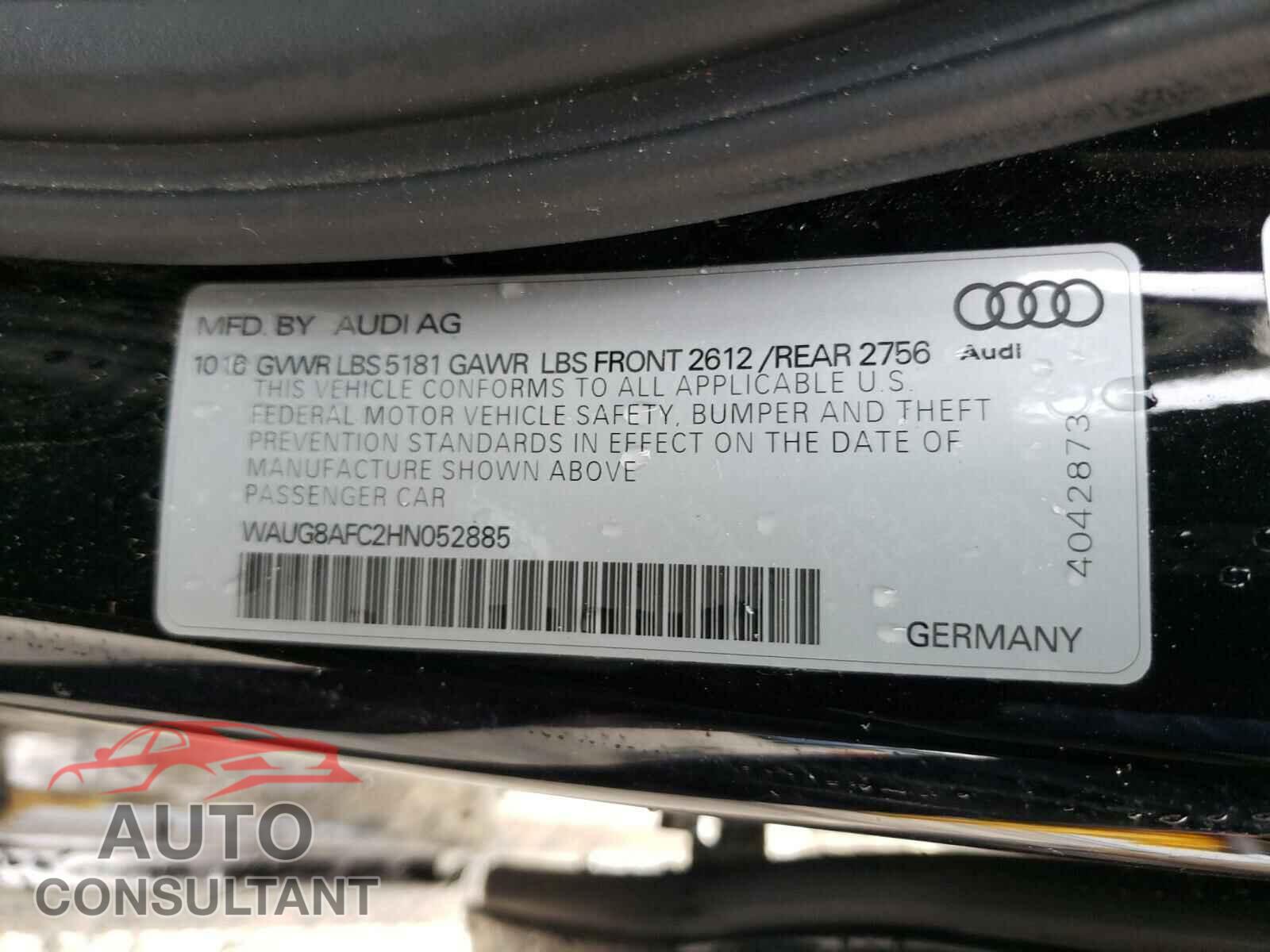 AUDI A6 2017 - WAUG8AFC2HN052885