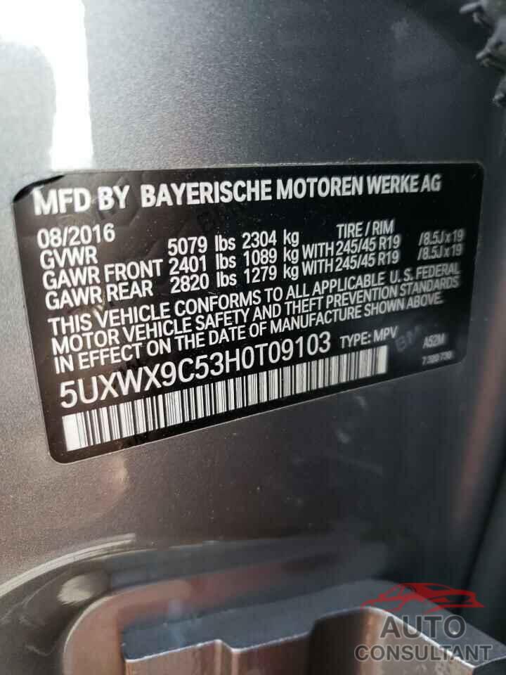 BMW X3 2017 - 5UXWX9C53H0T09103