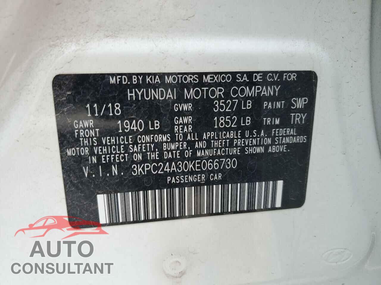 HYUNDAI ACCENT 2019 - 3KPC24A30KE066730