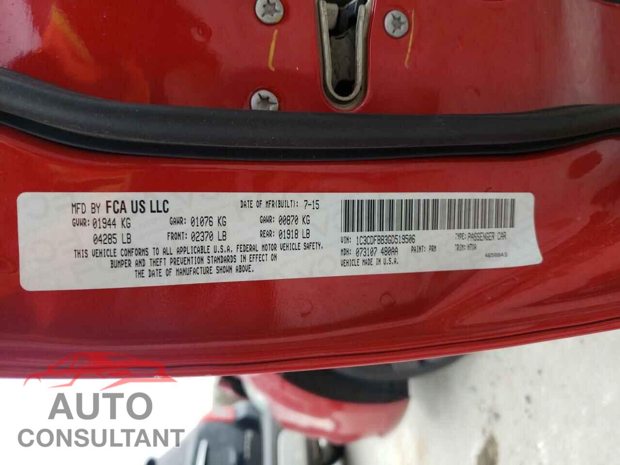 DODGE DART 2016 - 1C3CDFBB3GD519506