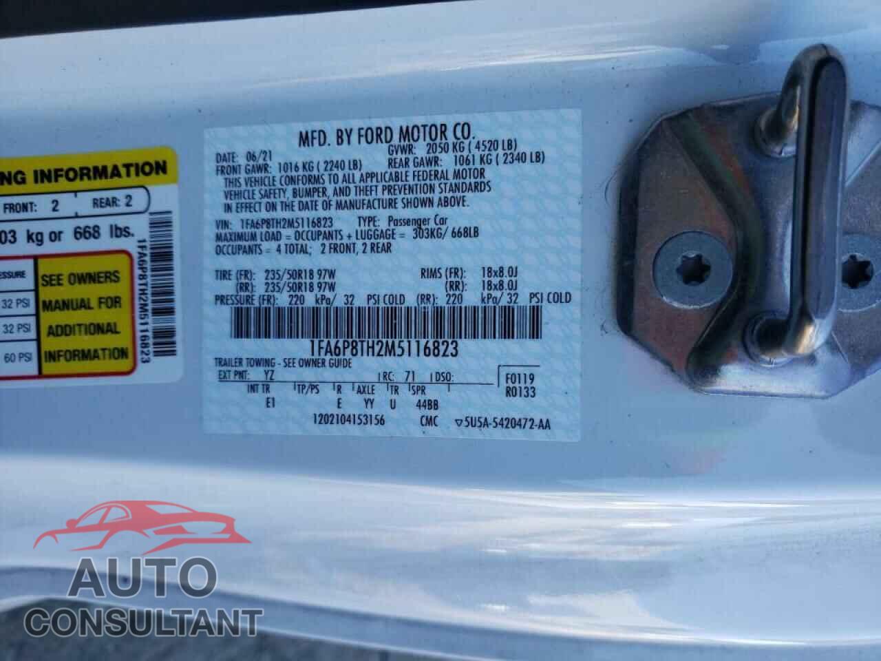 FORD MUSTANG 2021 - 1FA6P8TH2M5116823