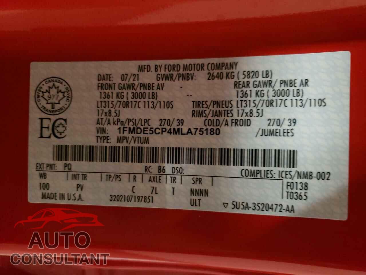 FORD BRONCO BAS 2021 - 1FMDE5CP4MLA75180